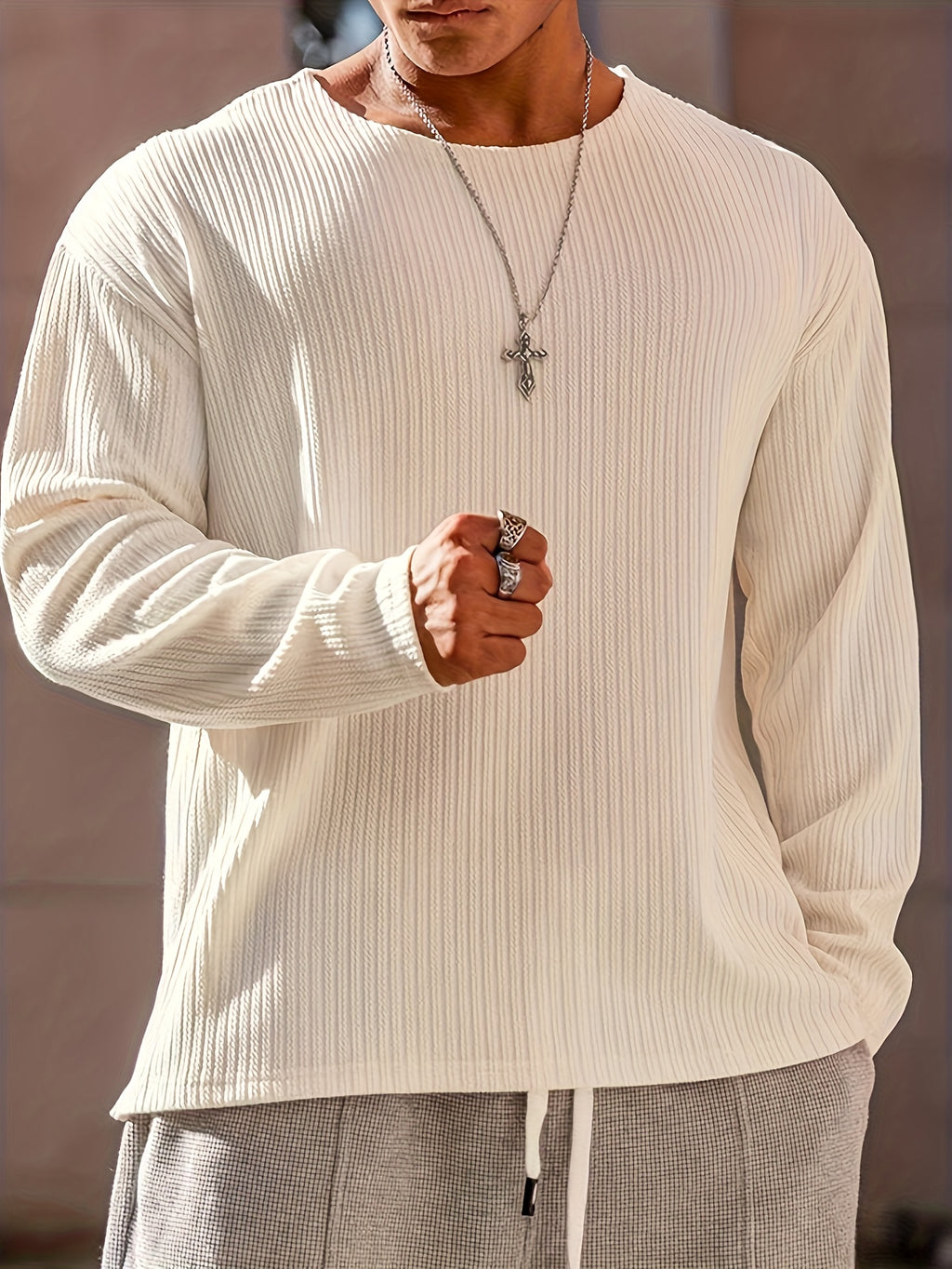 Men's Loose Fit Pullover Sweater, Autumn/Winter 2025 New Style Round Neck Knitted Casual Sportswear Top