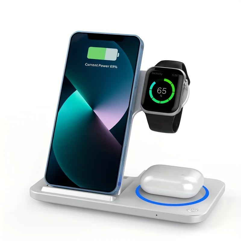 A 3-In-1 Foldable Wireless Charging Station That Quickly Charges Iphones 17 Through 8, Including Pro, Max, Mini, And SE Models, As Well As Various for iwatch And for airpods Versions, Phone Holder For Desk, Phone Stand For De