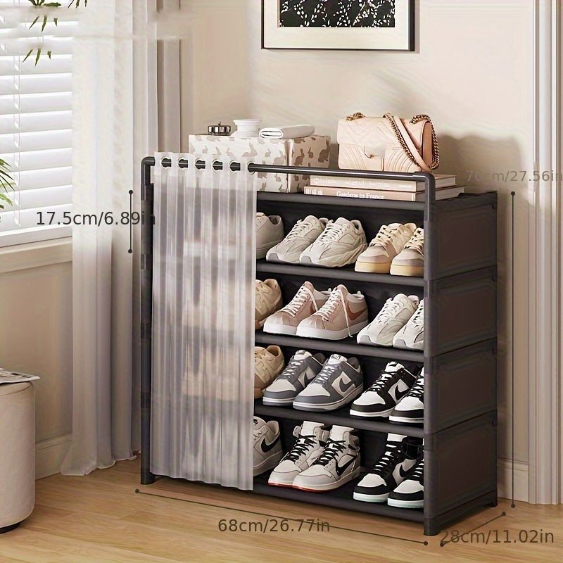 1 Set - Dustproof Foldable Shoe Display Rack with Non-Slip Base, Easy to Clean, Multi-Layer Storage Shelf for Shoes and Accessories