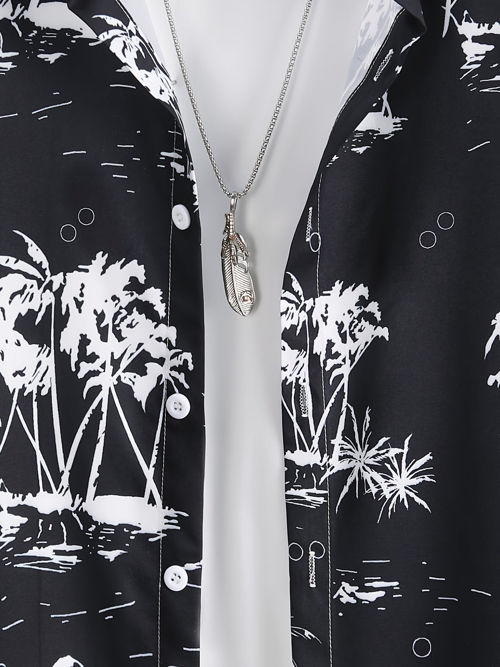 Coconut Trees, Men's 2pcs, Short Sleeve Graphic Print Button Up Shirt And Drawstring Shorts co ord set