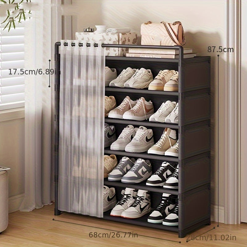 1 Set - Dustproof Foldable Shoe Display Rack with Non-Slip Base, Easy to Clean, Multi-Layer Storage Shelf for Shoes and Accessories