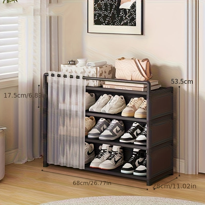 1 Set - Dustproof Foldable Shoe Display Rack with Non-Slip Base, Easy to Clean, Multi-Layer Storage Shelf for Shoes and Accessories