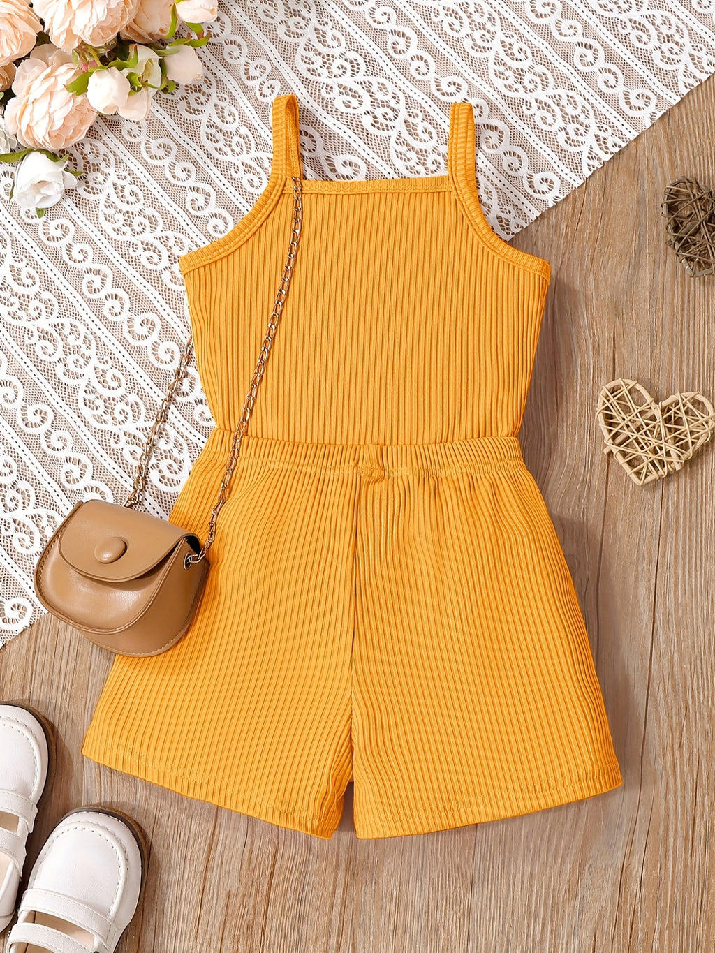 2pcs Toddler Girls Letter "MAMA'S MINI" Graphic Cami Top & Elastic Waist Shorts Set Kids Summer Outdoor Clothes