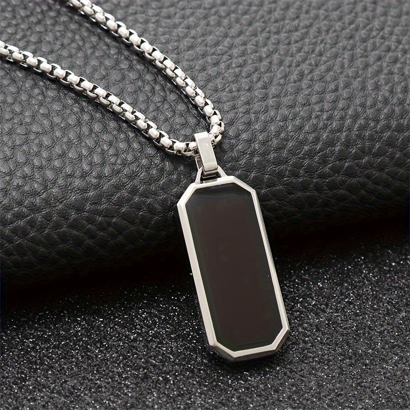 Collier pour homme en acier inoxydable 201, pendentif minimaliste noir effet goutte d'huile, cadeau unique.