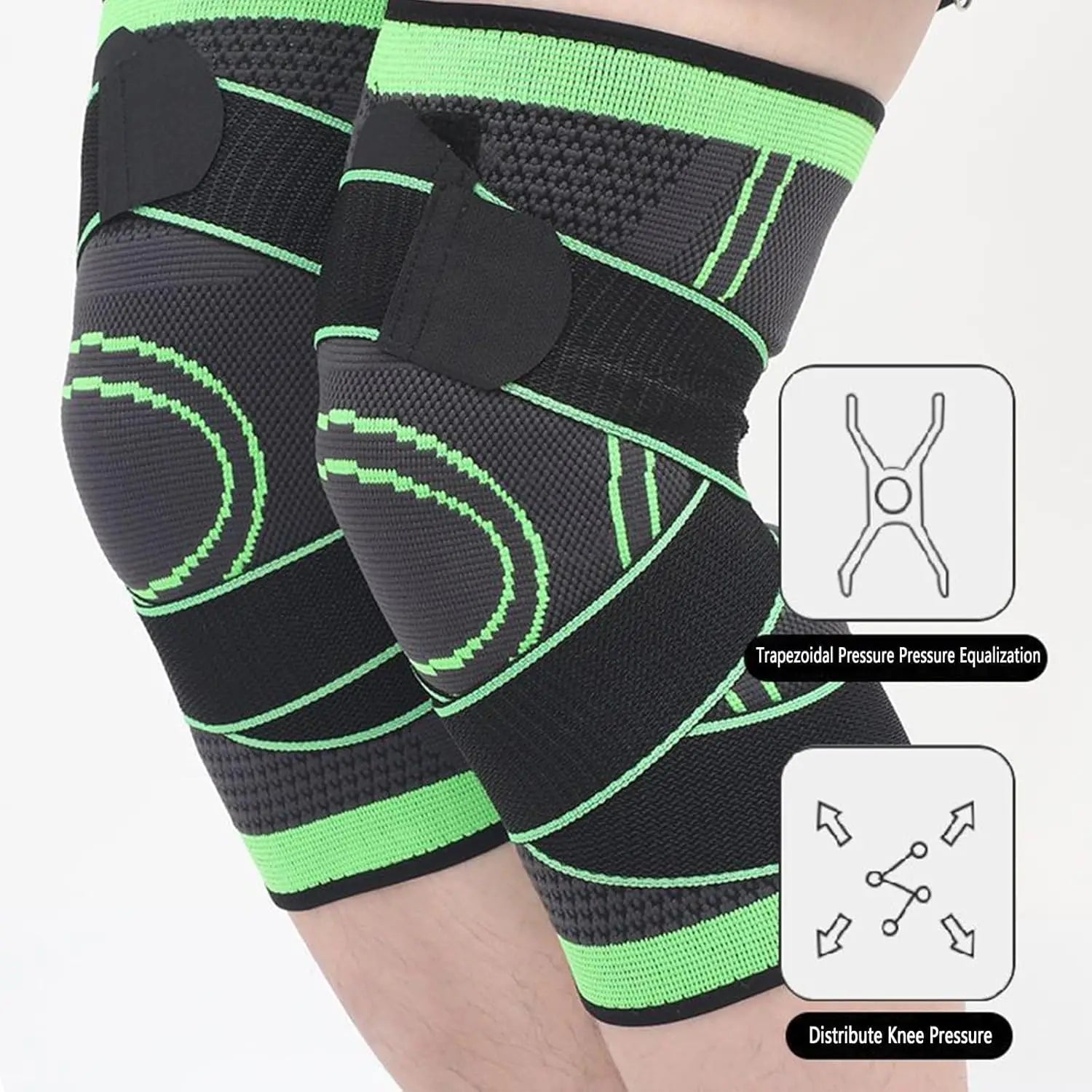 Offre spéciale : 1 paire de genouillères de compression avec sangle ajustable pour la récupération et le sport. Polyester et coton élastiques pour une protection professionnelle.