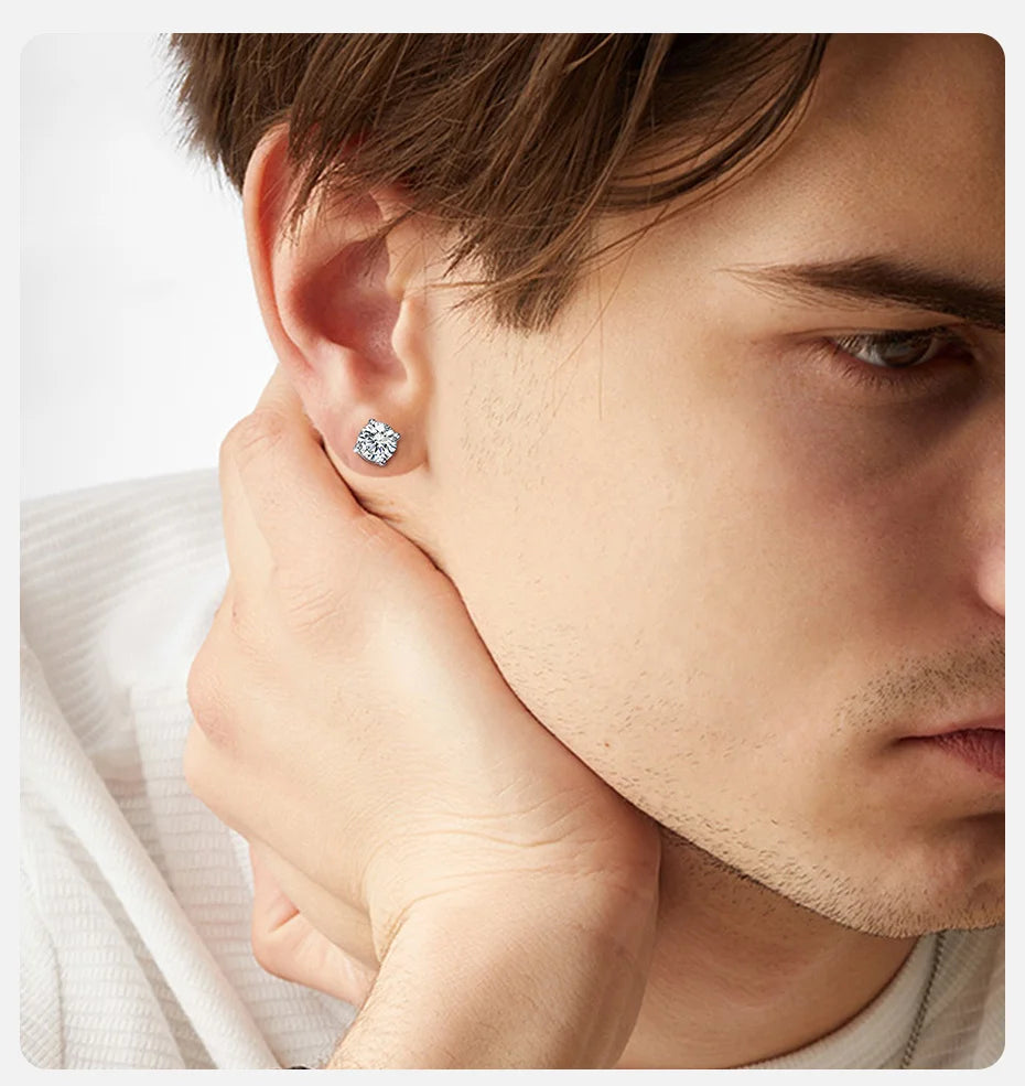 Vnox Punk Rock Stud Earrings for Men Women, Black Gothic Earrings, Stainless Steel Ear Jewelry with AAA CZ Stone, Cool Gift