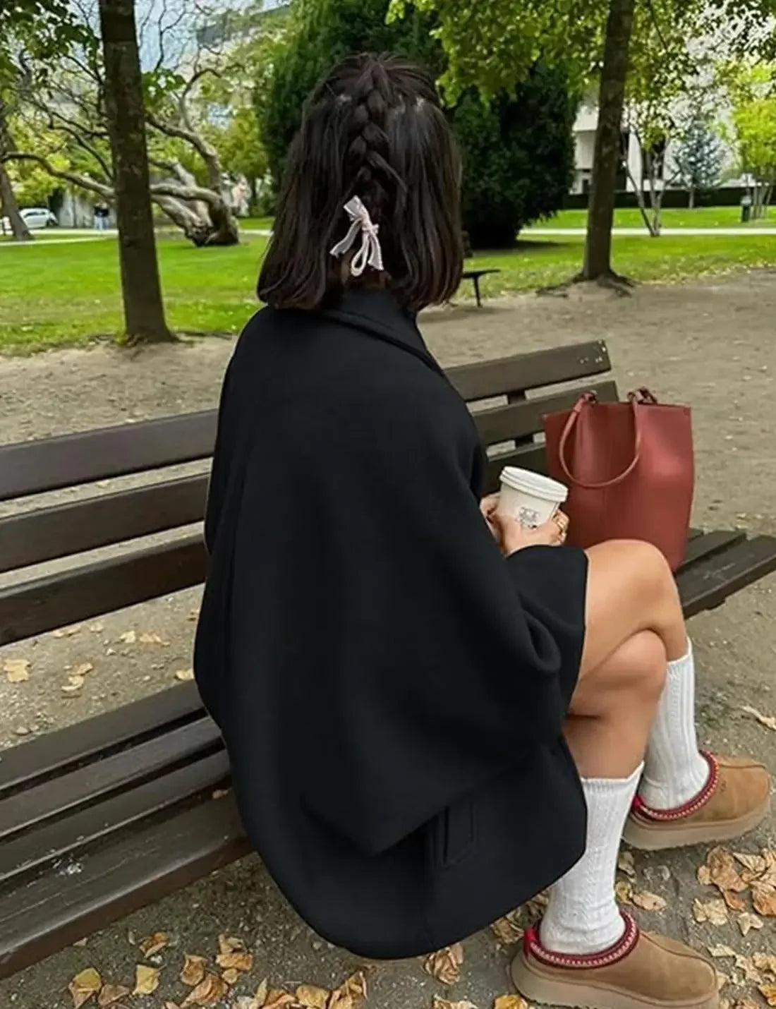 2025 Women's Oblique Button Loose Batwing Sleeve Jacket Coat Lapel Double Pocket Warm Solid Vintage Outerwear Fall Winter Coat