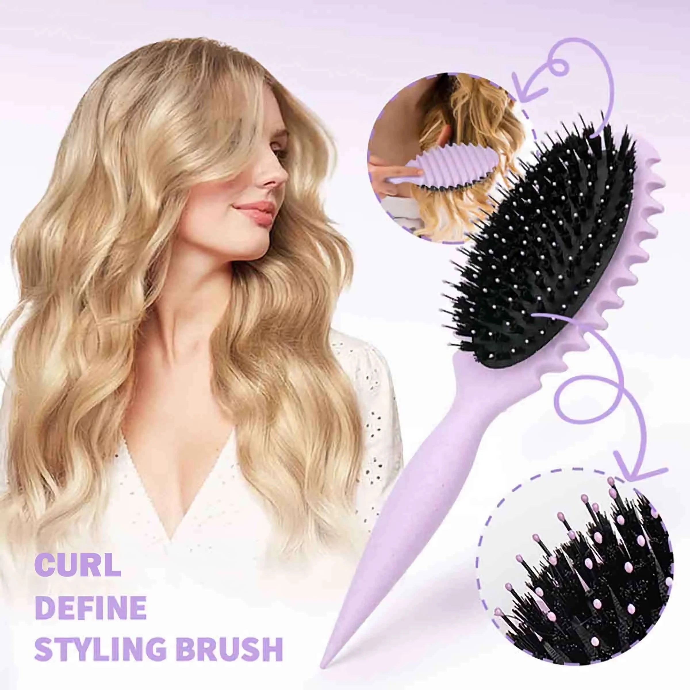 1pc Candy Comb Wet Curly Hair Brush Defining Curl Hair Brush Soft Bristles with Prongs Shaping Salon Styling Tools for Women