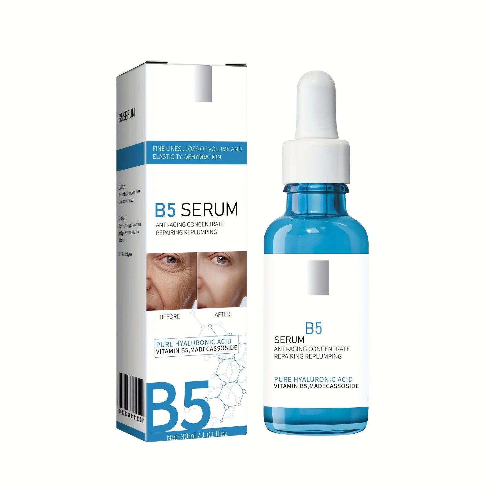 B5/B3 Anti Wrinkles Serum Pure Hyaluronic Acid Lift Firming Remove Dark Circle Whitening Repairs Hydrates Deeply Essence 30ML