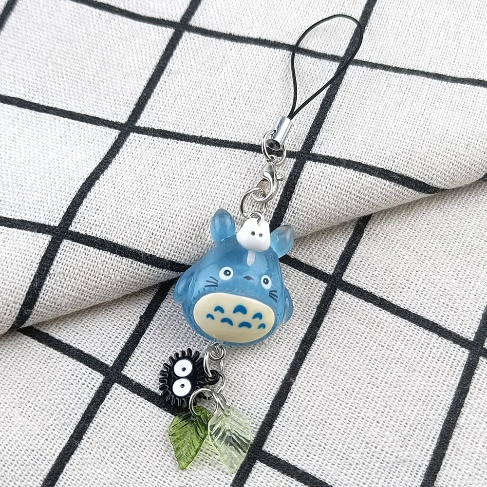 Porte-clés Kawaii Totoro bleu animal, pendentif chat anime des bois, accessoire de cosplay fait main, cadeau Y2K