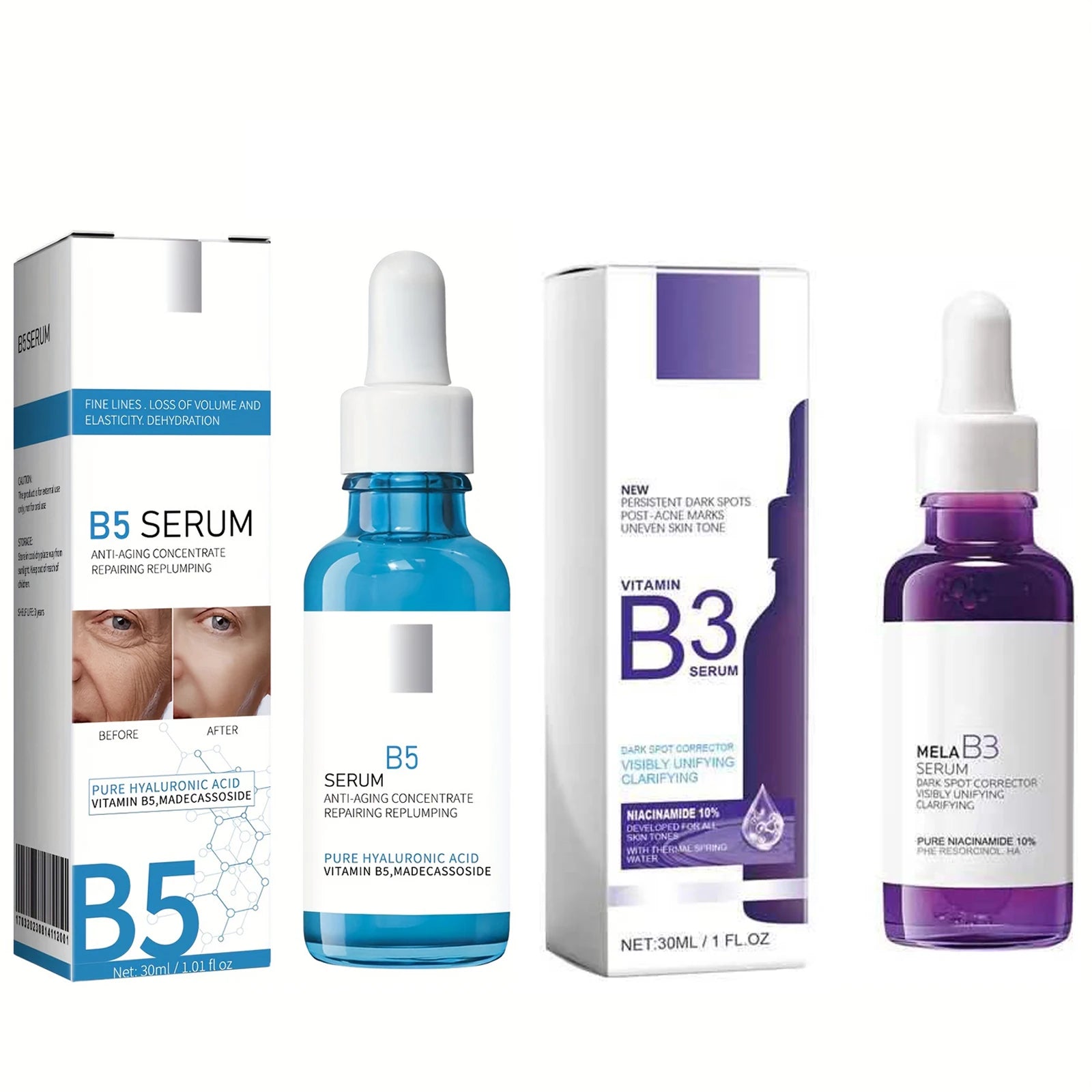 B5/B3 Anti Wrinkles Serum Pure Hyaluronic Acid Lift Firming Remove Dark Circle Whitening Repairs Hydrates Deeply Essence 30ML