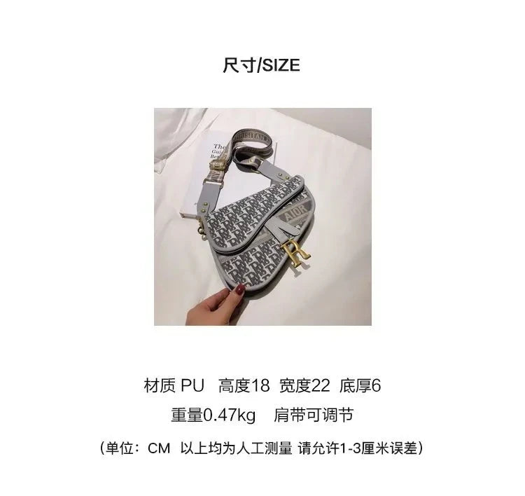 2025 New European & American Saddle Bag for Women Wide Shoulder Strap Niche Design Vintage Crossbody Purse with Adjustable Chain