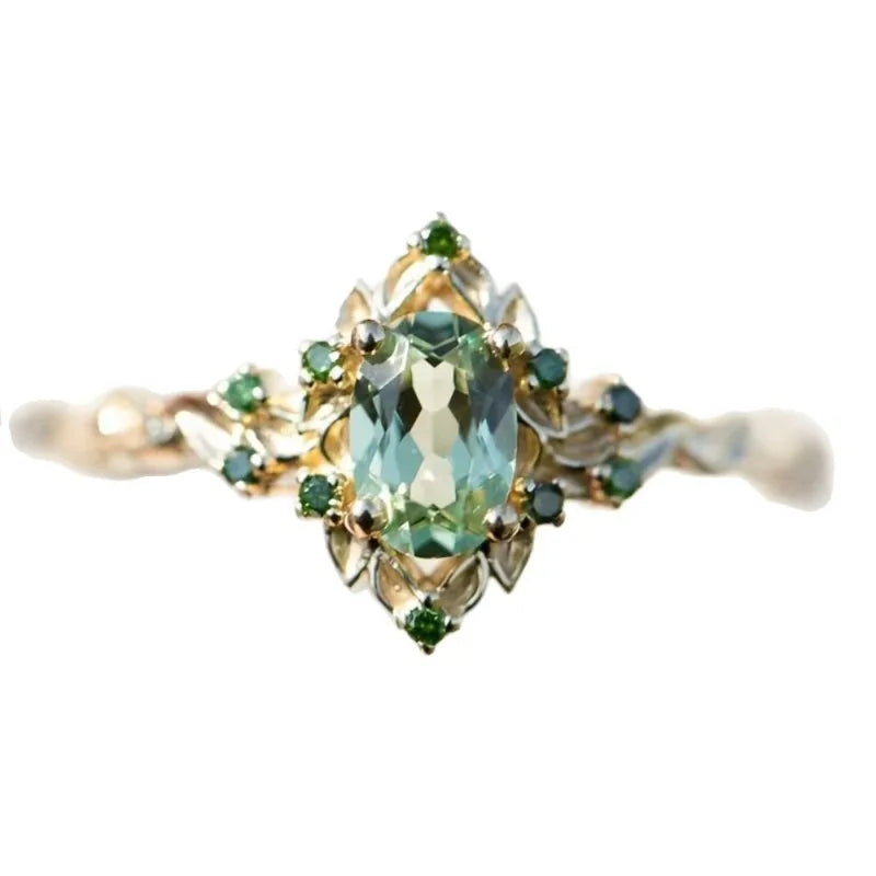 Retro hollowed out zircon ring for women, a niche light luxury versatile ring, Christmas engagement jewelry gift