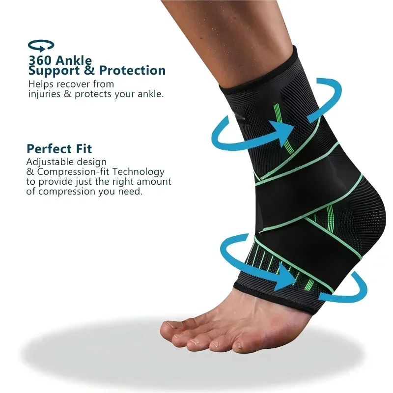 Adjustable Elastic Ankle Brace Compression Sleeve Foot Support Stabilizer for Plantar Fasciitis Achilles Tendonitis Sports Sock