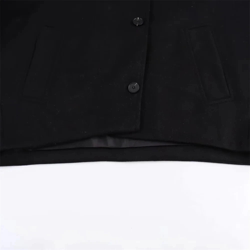 2025 Women's Oblique Button Loose Batwing Sleeve Jacket Coat Lapel Double Pocket Warm Solid Vintage Outerwear Fall Winter Coat