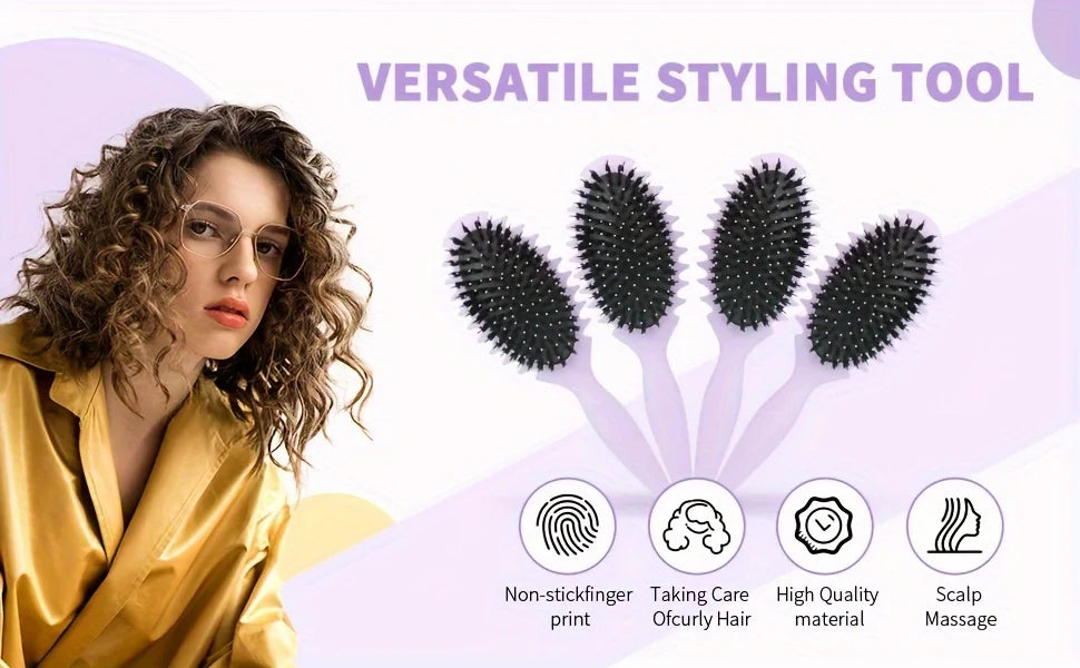 Brosse à cheveux bouclés mouillés Candy Comb (1 pièce) - Brosse à cheveux définissant les boucles - Poils doux avec picots - Outil de coiffage professionnel pour femmes