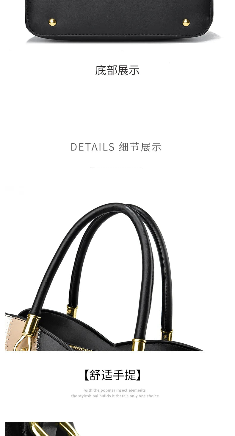2026 New Three Color Combination Women's Handbag Large Capacity Soft Leather Shoulder Bag Fashion Elegant Women's Crossbody Bag