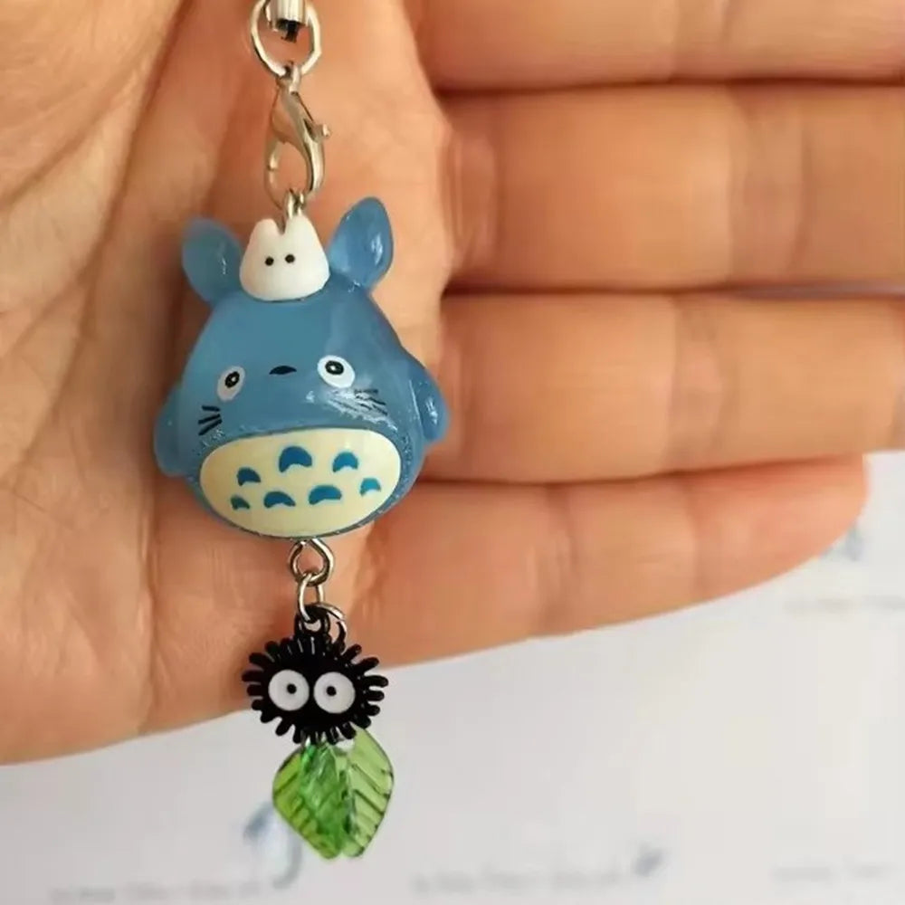 Porte-clés Kawaii Totoro bleu animal, pendentif chat anime des bois, accessoire de cosplay fait main, cadeau Y2K