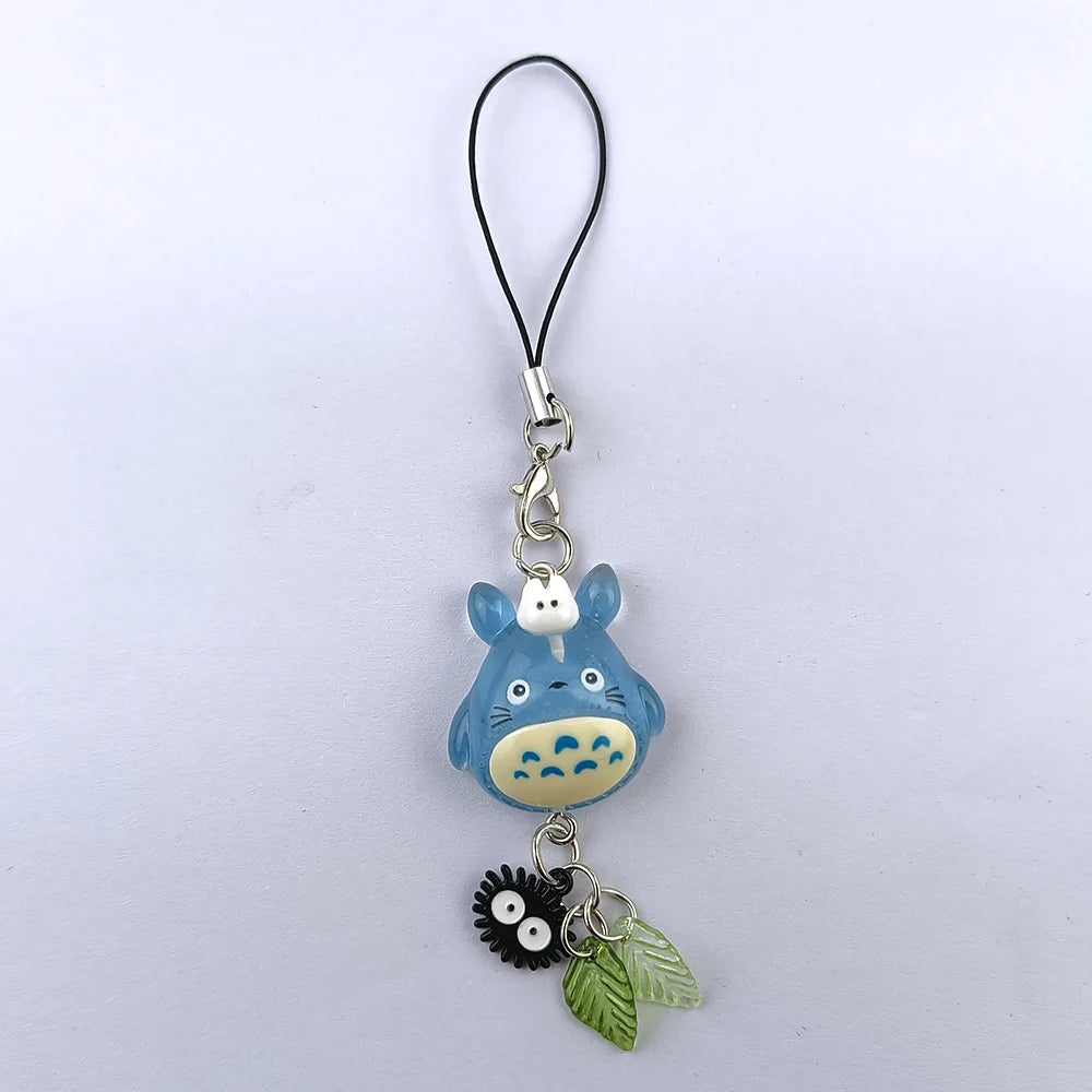 Porte-clés Kawaii Totoro bleu animal, pendentif chat anime des bois, accessoire de cosplay fait main, cadeau Y2K