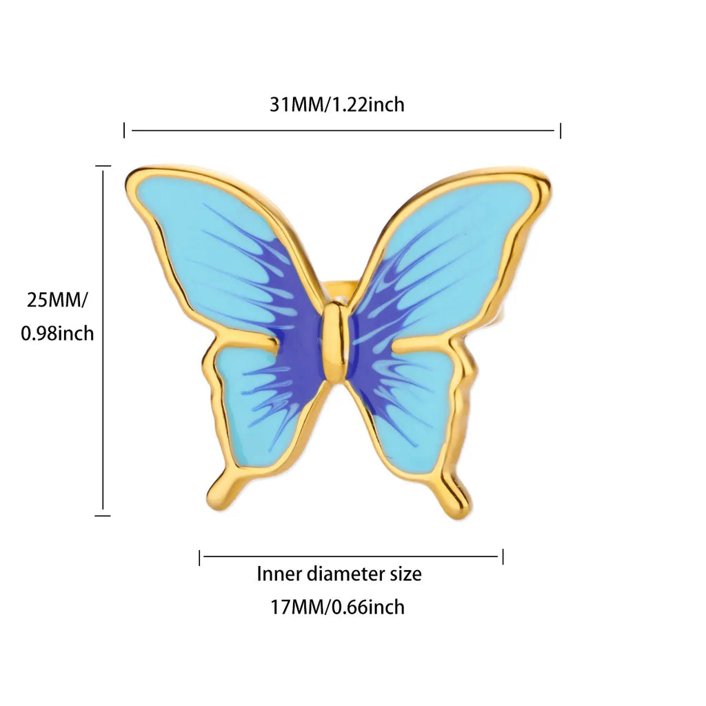 Square Teardrop Double Open Rings For Women Gold Color Stainless Steel Geometric Ring Aesthetic Wedding Christmas Jewelry Gift