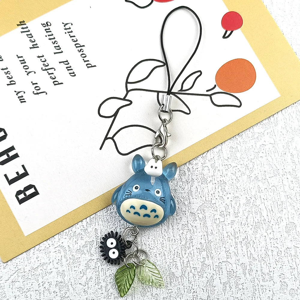 Porte-clés Kawaii Totoro bleu animal, pendentif chat anime des bois, accessoire de cosplay fait main, cadeau Y2K