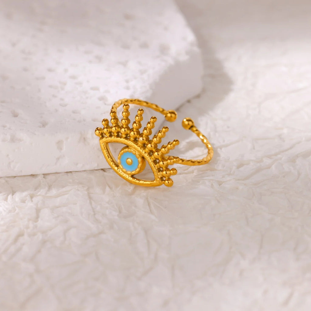 Square Teardrop Double Open Rings For Women Gold Color Stainless Steel Geometric Ring Aesthetic Wedding Christmas Jewelry Gift