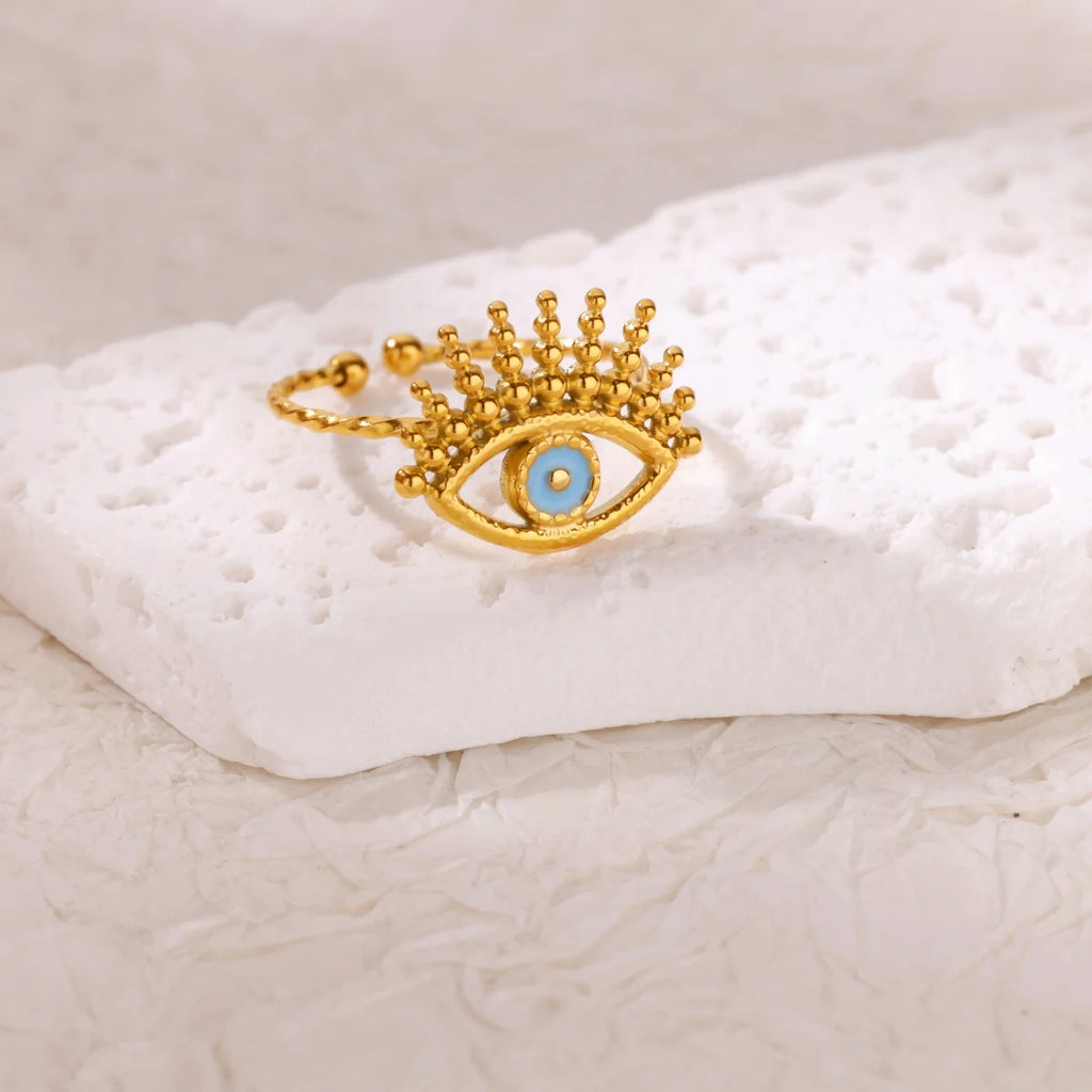 Square Teardrop Double Open Rings For Women Gold Color Stainless Steel Geometric Ring Aesthetic Wedding Christmas Jewelry Gift