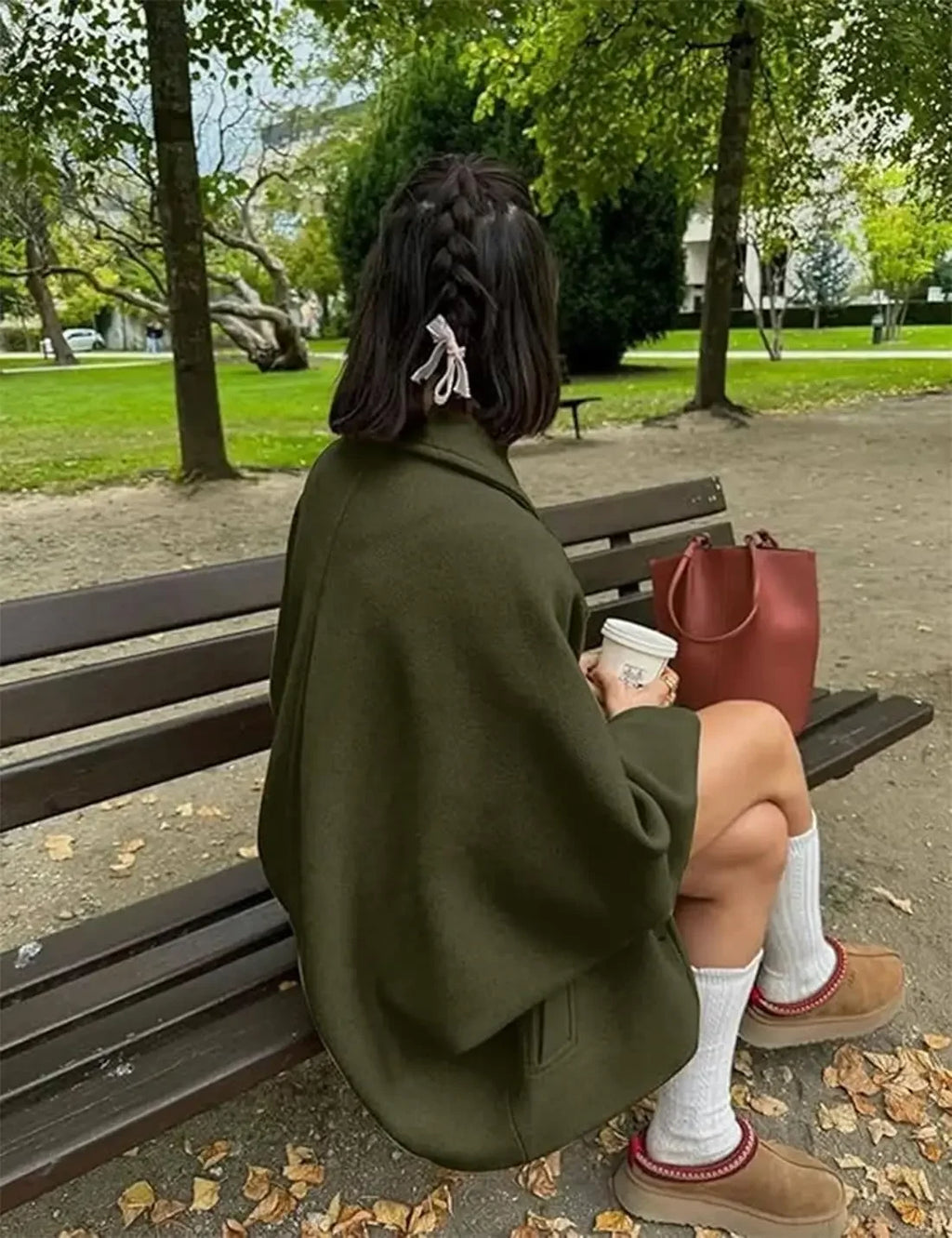 2025 Women's Oblique Button Loose Batwing Sleeve Jacket Coat Lapel Double Pocket Warm Solid Vintage Outerwear Fall Winter Coat