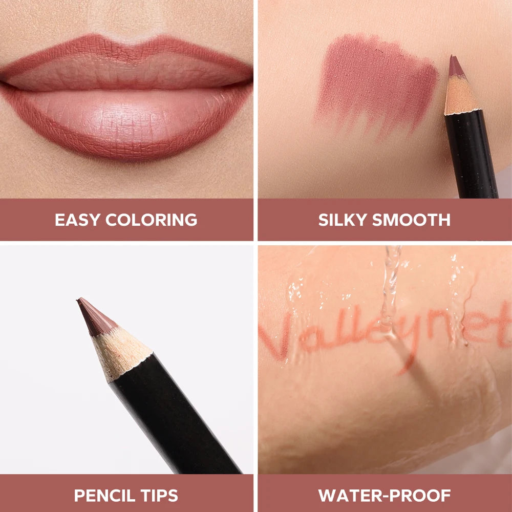 12pcs/set Matte Silky Lip Liner Set, Long-Lasting, Waterproof, Multifunctional Makeup Pencil, Daily Natural Makeup, Gift Giving