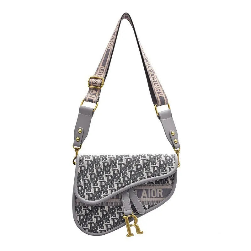 2025 New European & American Saddle Bag for Women Wide Shoulder Strap Niche Design Vintage Crossbody Purse with Adjustable Chain