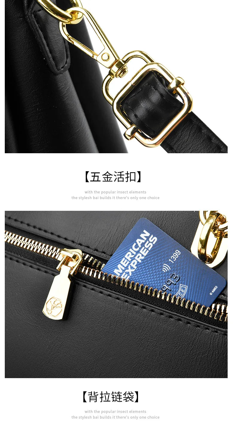 2026 New Three Color Combination Women's Handbag Large Capacity Soft Leather Shoulder Bag Fashion Elegant Women's Crossbody Bag
