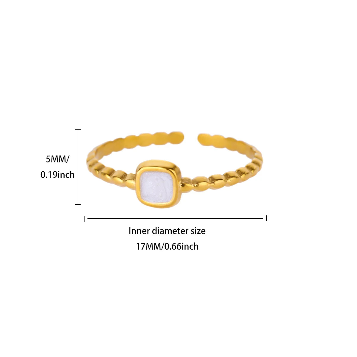 Square Teardrop Double Open Rings For Women Gold Color Stainless Steel Geometric Ring Aesthetic Wedding Christmas Jewelry Gift