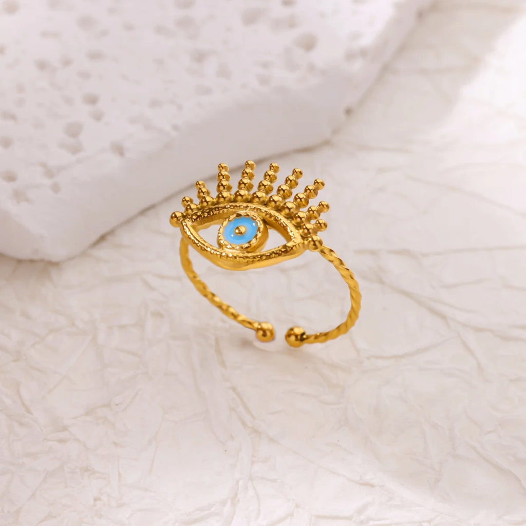 Square Teardrop Double Open Rings For Women Gold Color Stainless Steel Geometric Ring Aesthetic Wedding Christmas Jewelry Gift