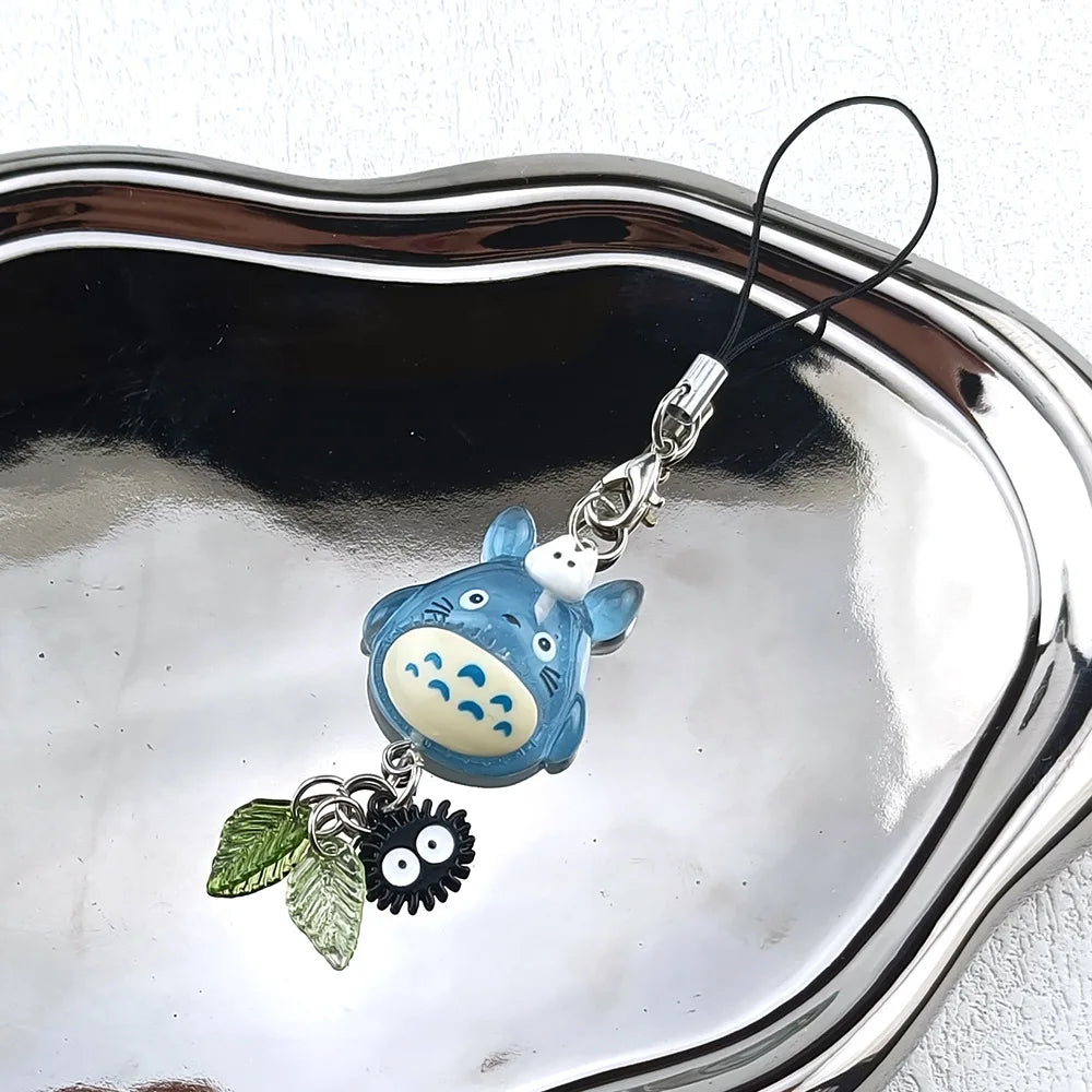 Porte-clés Kawaii Totoro bleu animal, pendentif chat anime des bois, accessoire de cosplay fait main, cadeau Y2K