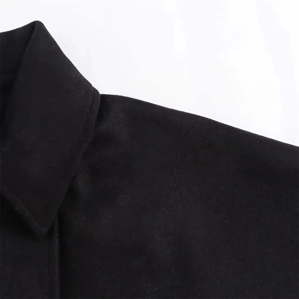 2025 Women's Oblique Button Loose Batwing Sleeve Jacket Coat Lapel Double Pocket Warm Solid Vintage Outerwear Fall Winter Coat