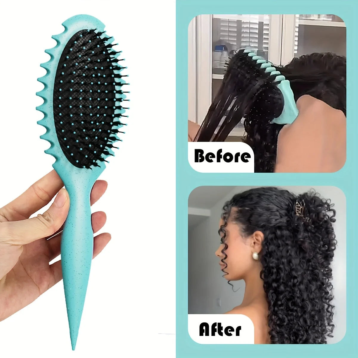 1pc Candy Comb Wet Curly Hair Brush Defining Curl Hair Brush Soft Bristles with Prongs Shaping Salon Styling Tools for Women