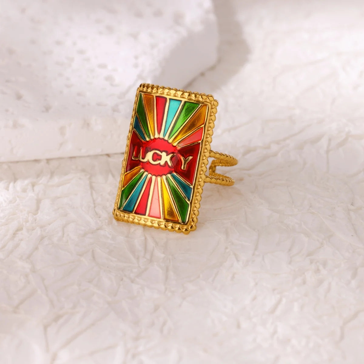 Square Teardrop Double Open Rings For Women Gold Color Stainless Steel Geometric Ring Aesthetic Wedding Christmas Jewelry Gift