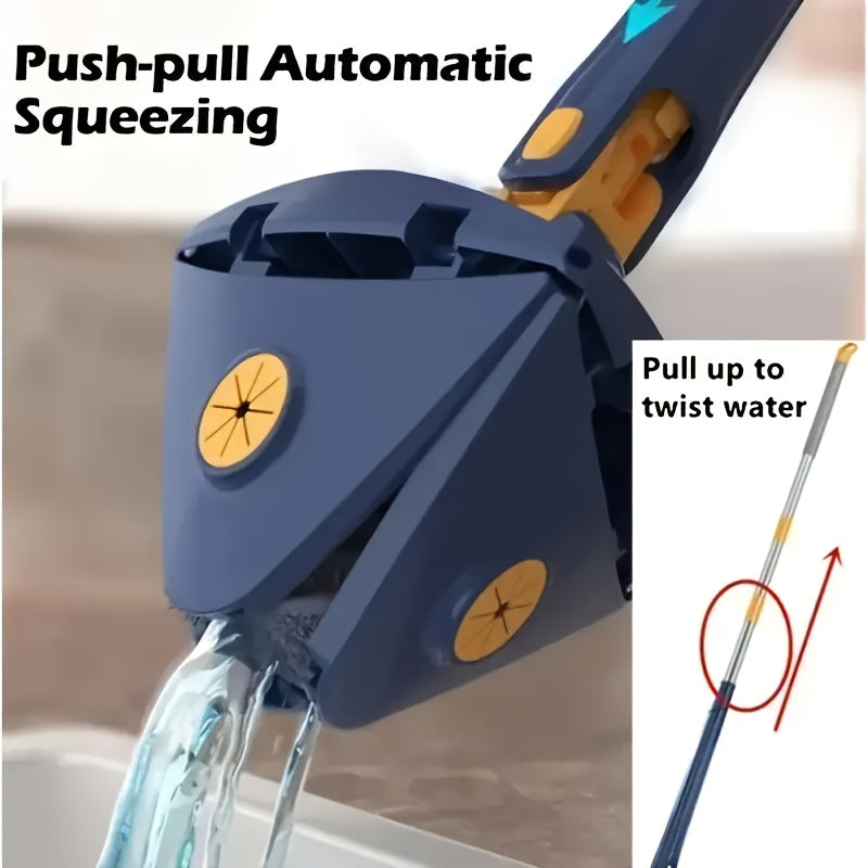1set, Triangle 360° Rotating Cleaning Mop, Long Handle Floor Mop, Hands-free Wash Squeeze Mop, Wet And Dry Dual-use Cleaning Mop, for Floor Wall Ceiling Corner Glass, Cleaning Supplies, Cleaning Tool