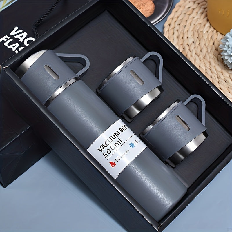 Stainless Steel Vacuum Flask Set - 16.9oz Insulated Travel Mug with Lid, Keeps Drinks Hot or Cold for Hours, Perfect for Outdoor Activities & Office Use, Business, Water Bottles, Leisure