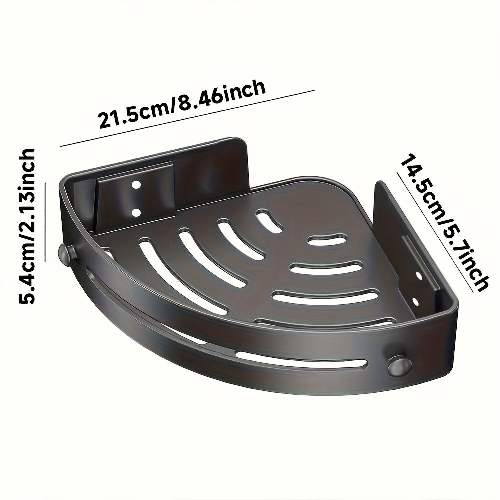 2pcs Modern No-Drill Corner Shelves - Durable ABS Bathroom Storage Racks for Sink, Toilet & Shower Organization