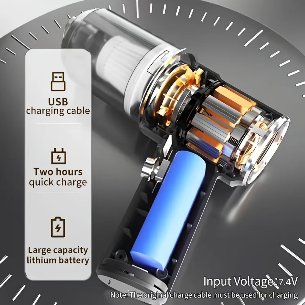 Car Vacuum Cleaner, Double Battery Large Capacity, Large Suction Power, Home And Car Dual-use, Wet And Dry, Portable And Compact