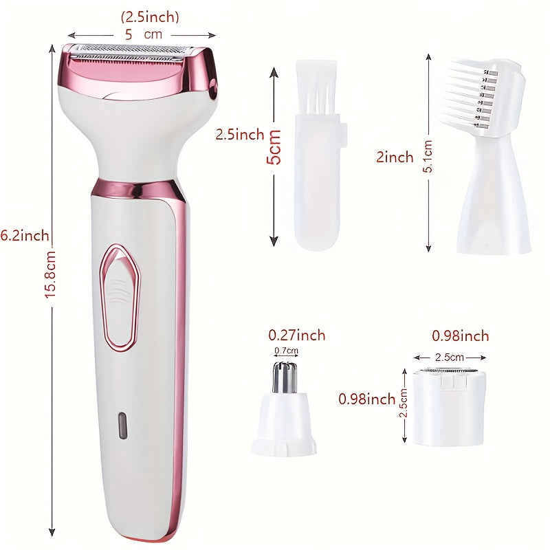 4in 1 Women's Electric Hair Remover/Women's Multi-Function Electric Hair Remover Set/Women's Bikini Trimmer/USB Rechargeable/Hair Remover for Eyebrows, Nose, Face, Legs, / Portable, Gentle, Women's Gift, Mother's Day Gift