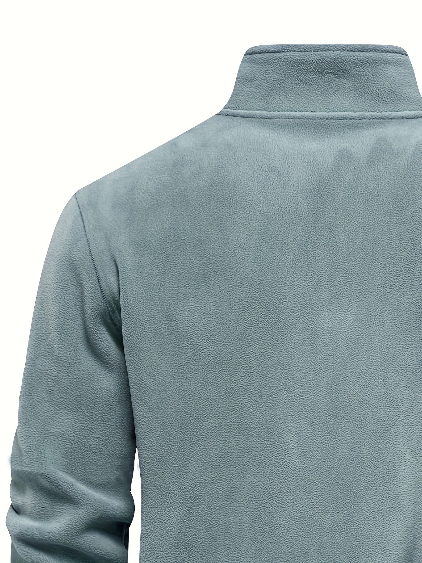 Men's Thermal Half-Zip Sweater Jacket with Round Neck & Collar - Winter Warm Full-Zip-like Zipper (Half-Zip) Closure, Machine Washable Casual Coat for Office & Outdoor, Dark Blue/Burgundy Label-Compatible (No Bulk Layering Ne