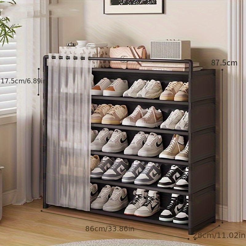 1 Set - Dustproof Foldable Shoe Display Rack with Non-Slip Base, Easy to Clean, Multi-Layer Storage Shelf for Shoes and Accessories