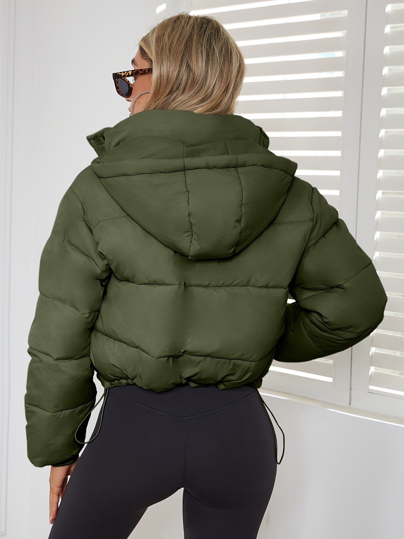 New Women's Jacket Hooded Warm Coat with Drawstring Design, Short Casual Fashion Padded Coat