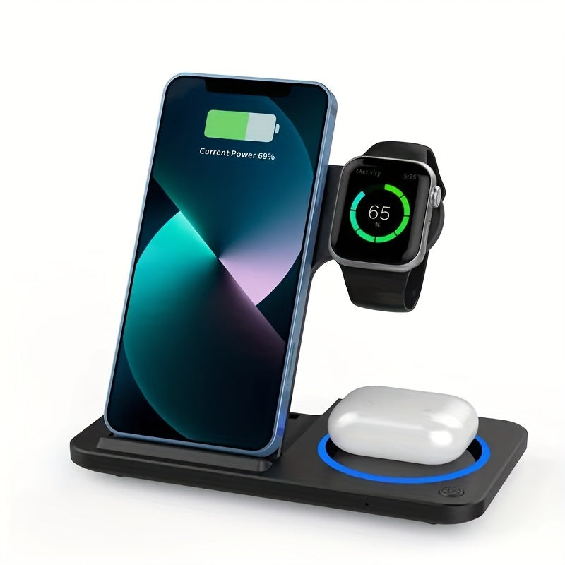 A 3-In-1 Foldable Wireless Charging Station That Quickly Charges Iphones 17 Through 8, Including Pro, Max, Mini, And SE Models, As Well As Various for iwatch And for airpods Versions, Phone Holder For Desk, Phone Stand For De