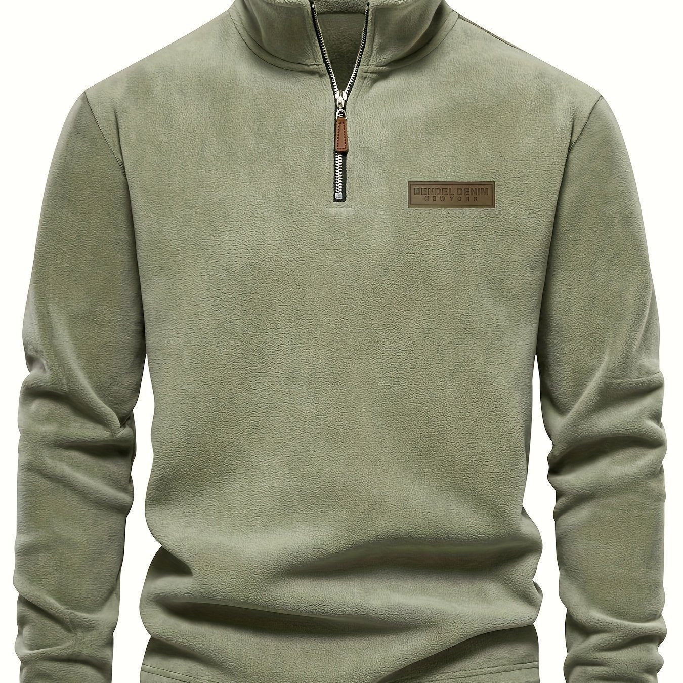 Men's Thermal Half-Zip Sweater Jacket with Round Neck & Collar - Winter Warm Full-Zip-like Zipper (Half-Zip) Closure, Machine Washable Casual Coat for Office & Outdoor, Dark Blue/Burgundy Label-Compatible (No Bulk Layering Ne