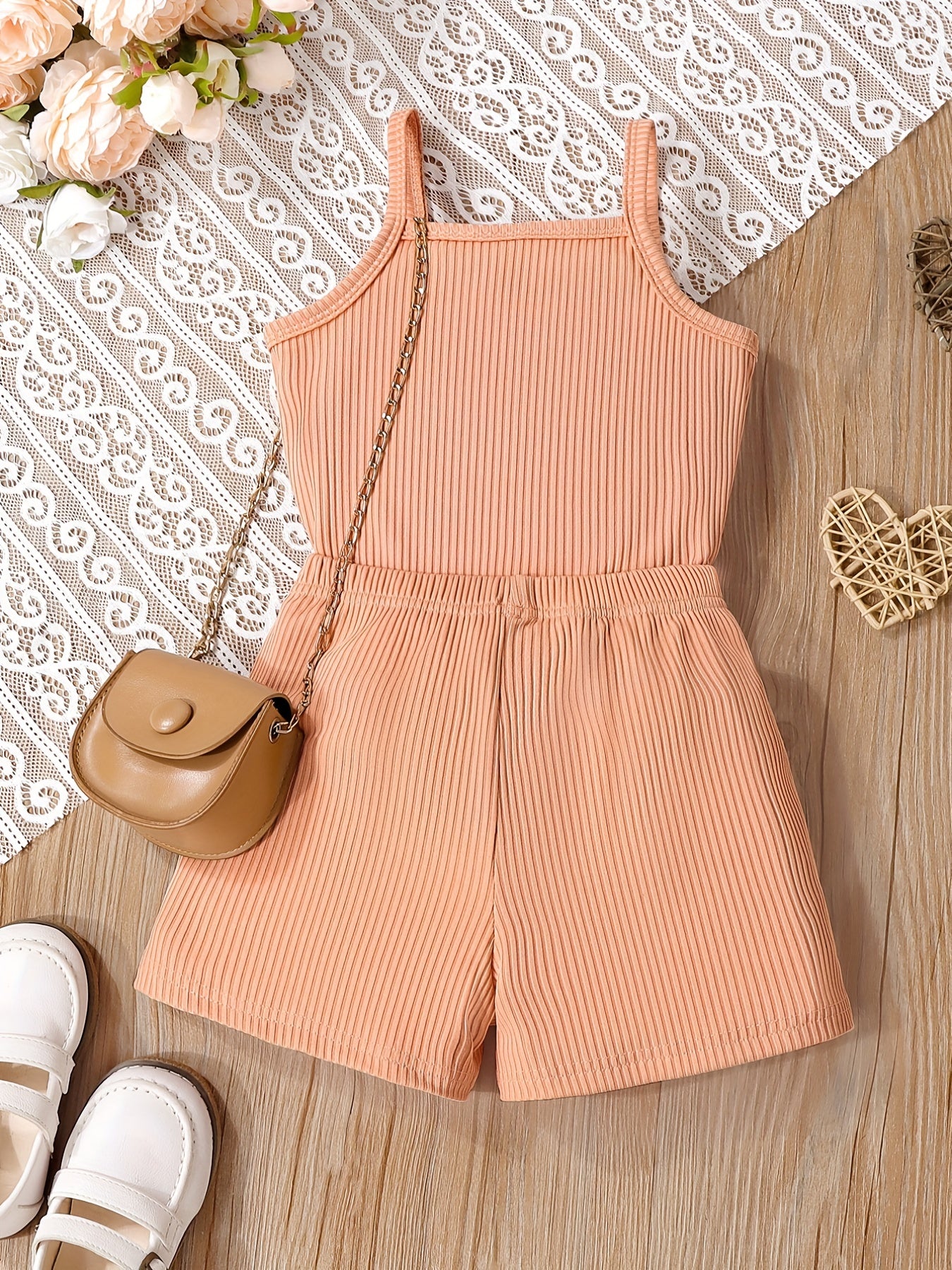 2pcs Toddler Girls Letter "MAMA'S MINI" Graphic Cami Top & Elastic Waist Shorts Set Kids Summer Outdoor Clothes