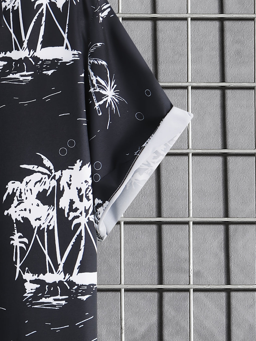 Coconut Trees, Men's 2pcs, Short Sleeve Graphic Print Button Up Shirt And Drawstring Shorts co ord set