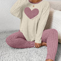 Plus Size Heart Fitted Long Sleeve And Long Pants Loungewear Set